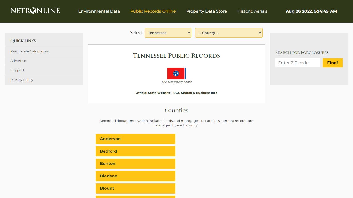 Tennessee Public Records Online Directory - NETROnline.com